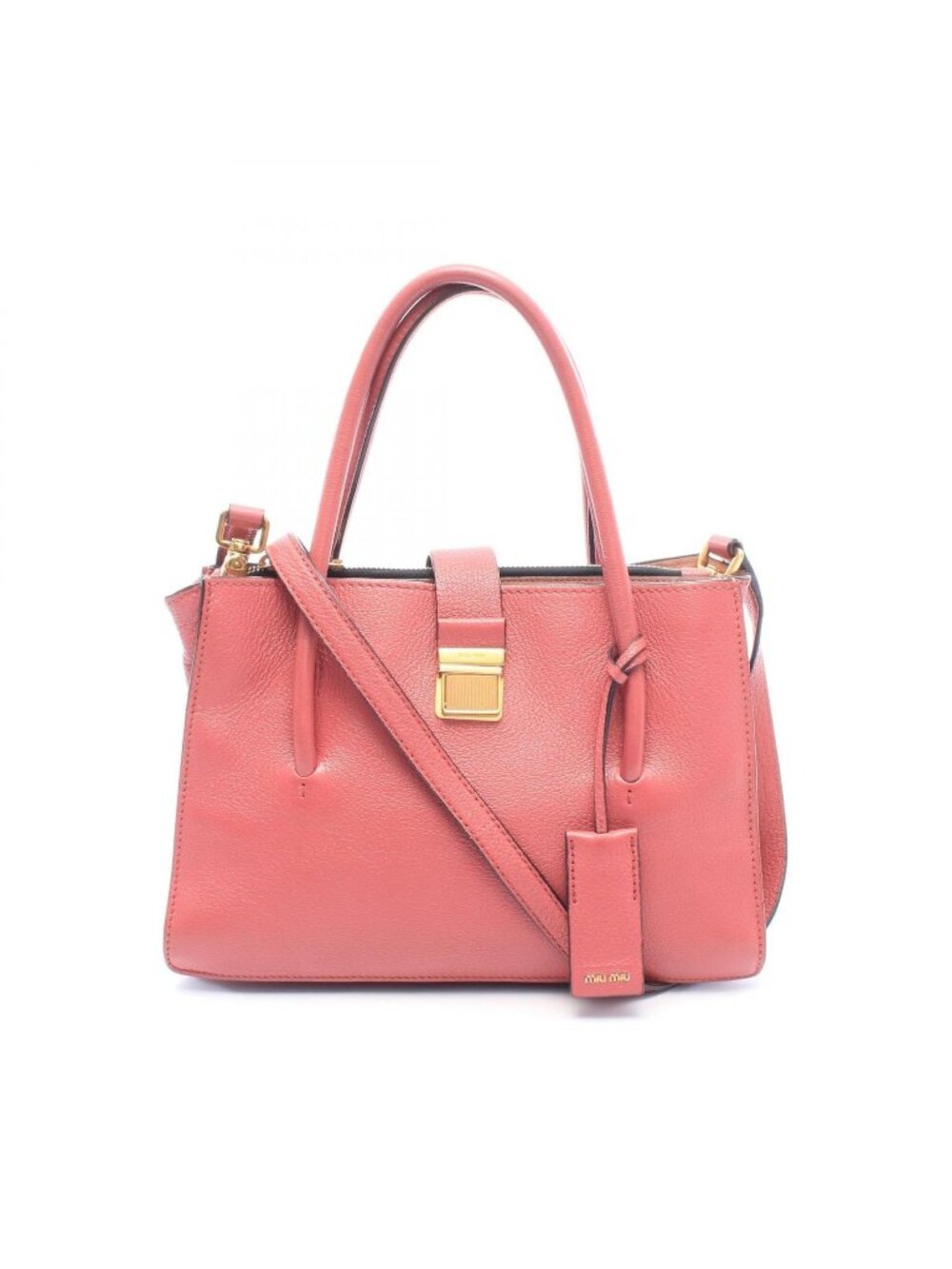 Miu Miu Handbag Madras 2-Way Pink Leather Tote